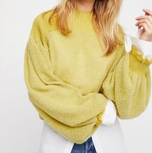 Free People Yellow Oversized Sweatshirt